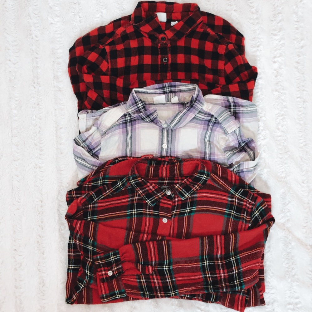 🍁🍎FLANNEL BUNDLE- 3 Gap XL,L Girls Flannels🍎🍁